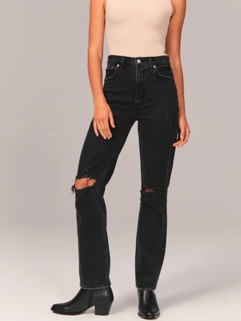 Abercrombie & Fitch ’90s Straight Ultra High Rise Jeans – Black Wash Size 30 10R